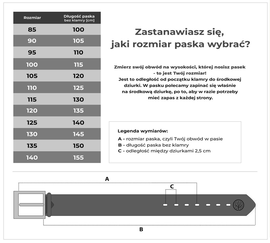 Pasek skórzany BETLEWSKI LIC35-0-B czarny 95