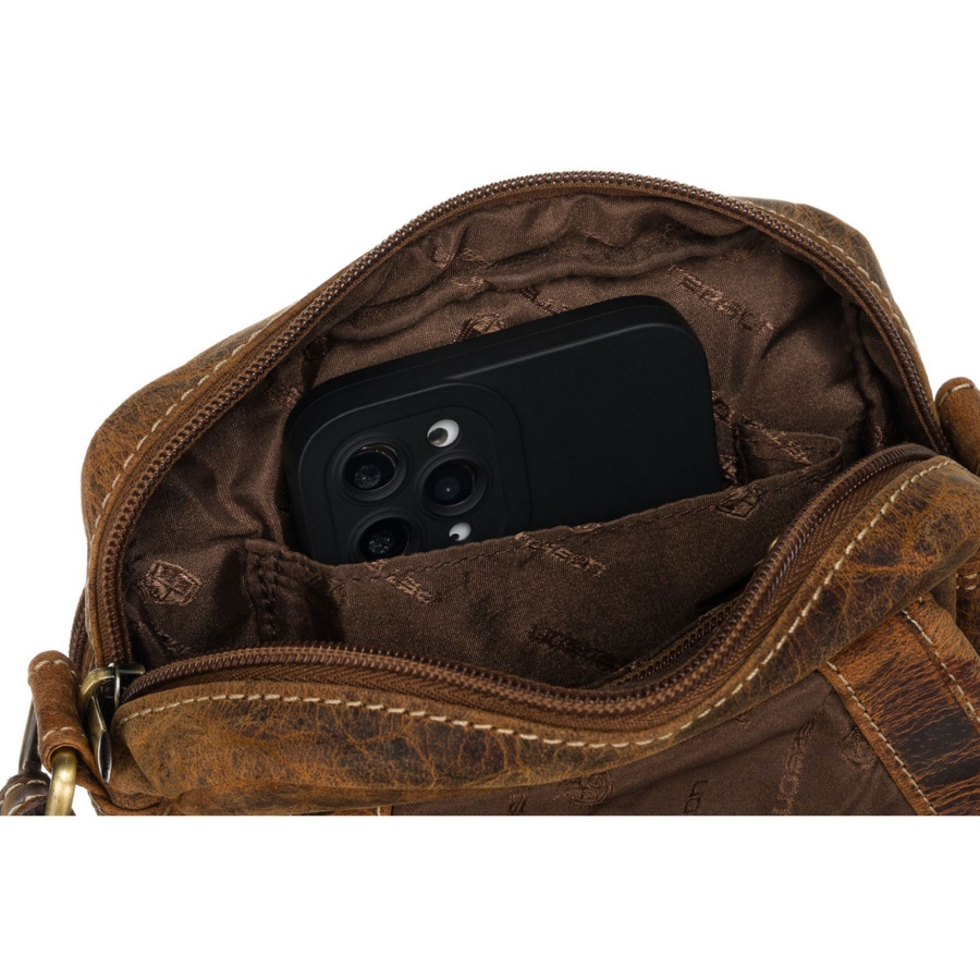 Mała skórzana torba męska na ramię z kieszonką - Peterson