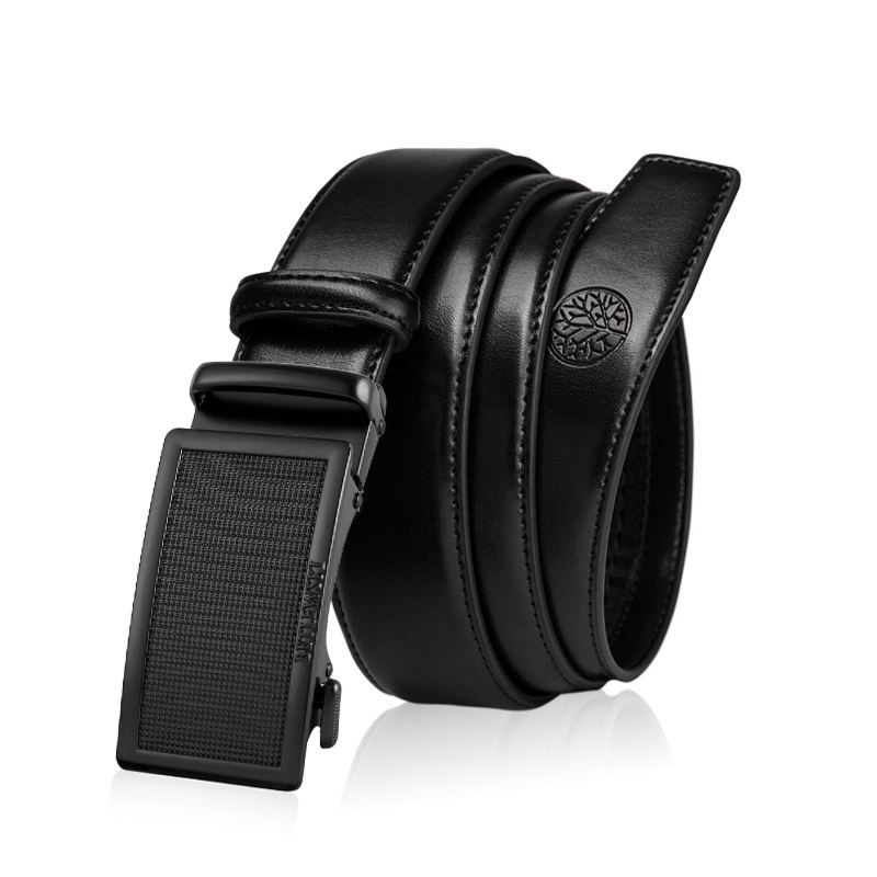 Skórzany pasek męski ELITE czarny 100-cm