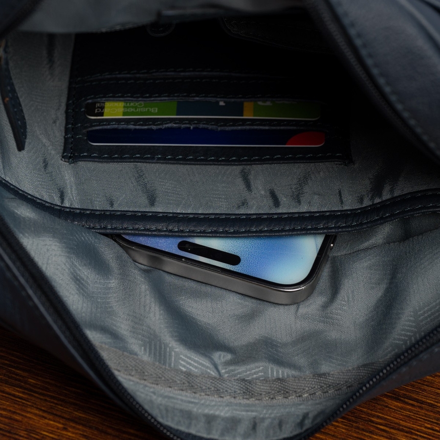 Torba męska skórzana na ramię zgrabna elegancka Beltimore granatowa N37