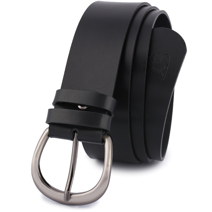 Skórzany pasek damski do spodni sukienki czarny skóra nat 4 cm Beltimore D86 : Kolory - czarny, Rozmiar pasków - r.85-100 cm