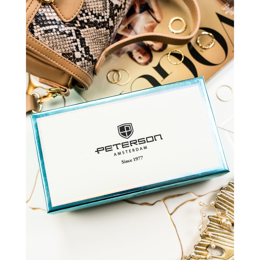 Portfel damski w typie piórnika w kwiaty zamykany suwakiem PTN PX25-1-NPK Peterson