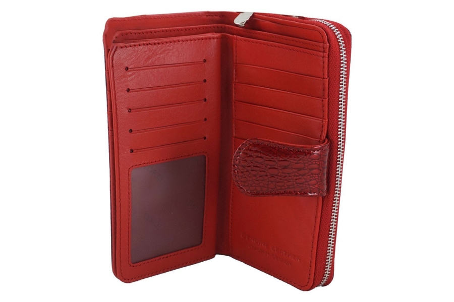 Portfel skórzany damski lakierowany - Czerwony