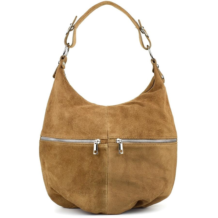 Zamszowa shopperka Vera Pelle c. beżowa taupe K51
