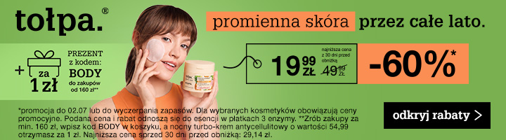 Tołpa w Polsce – promocja do -60% + prezent z kodem BODY przy zakupach od 160 zł