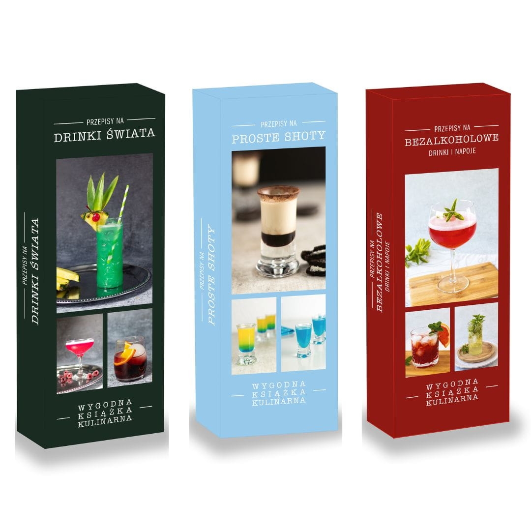 Image of Pakiet 3 książek 'Drinki świata' + 'Proste shoty' + 'Bezalkoholowe drinki i napoje'
