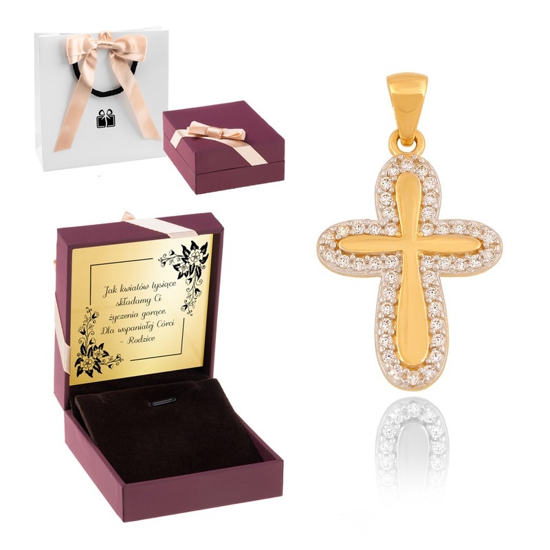 Image of Złote Kolczyki / pr. 585 / Kolczyki z dedykacją / Kolczyki z cyrkoniami / Prezent dla Żony / Eleganckie kolczyki
