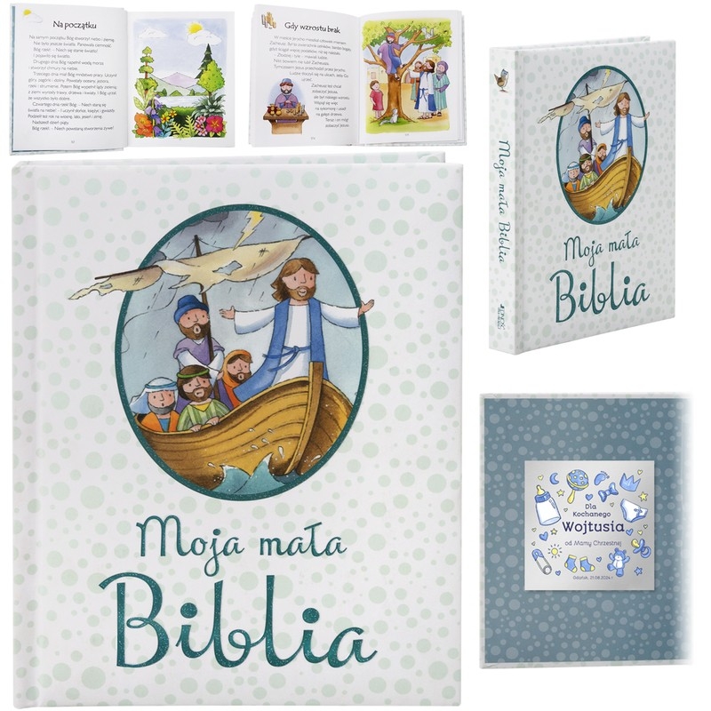 Image of Ilustrowana Biblia dla Dzieci z Personalizowaną Tabliczką - Idealny Prezent na Chrzest Święty