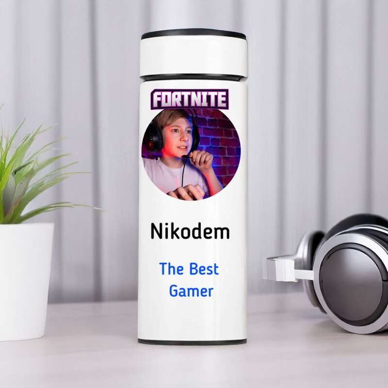 Image of Kubek termiczny z wyświetlaczem LED i personalizowanym nadrukiem UV – idealny prezent dla gracza/ Fortnite