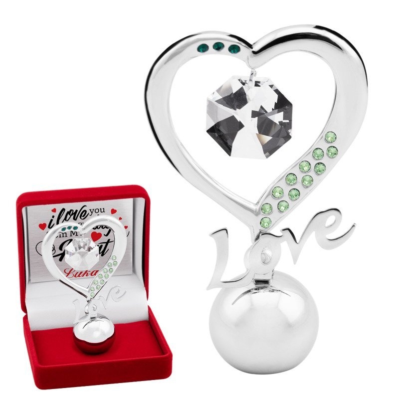 Image of Figurka "Love" z kryształami Ślub Walentynki Prezent z Dedykacją