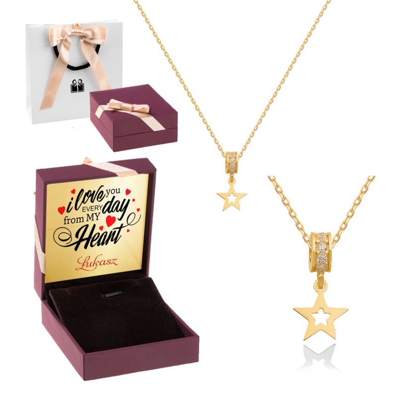 Naszyjnik z gwiazdką ze złota 585 z dedykacją na rocznicę