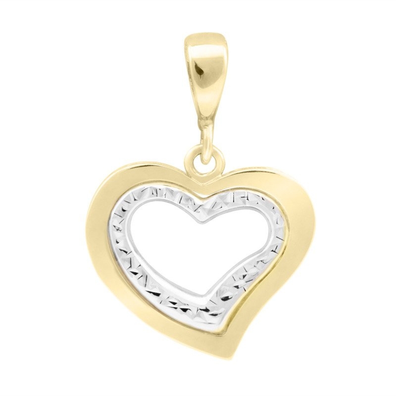 Złoty wisiorek serce 333 z żółtego i białego złota na Walentynki