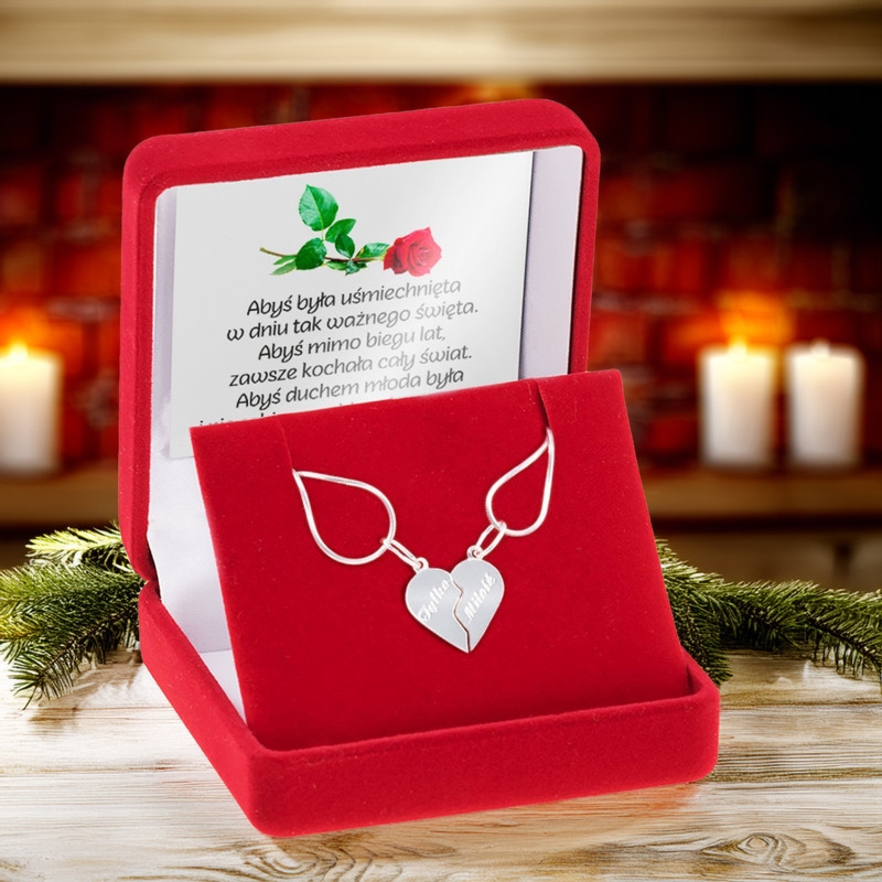 Wisiorek serce łamane Tylko Miłość srebro 925 z dedykacją