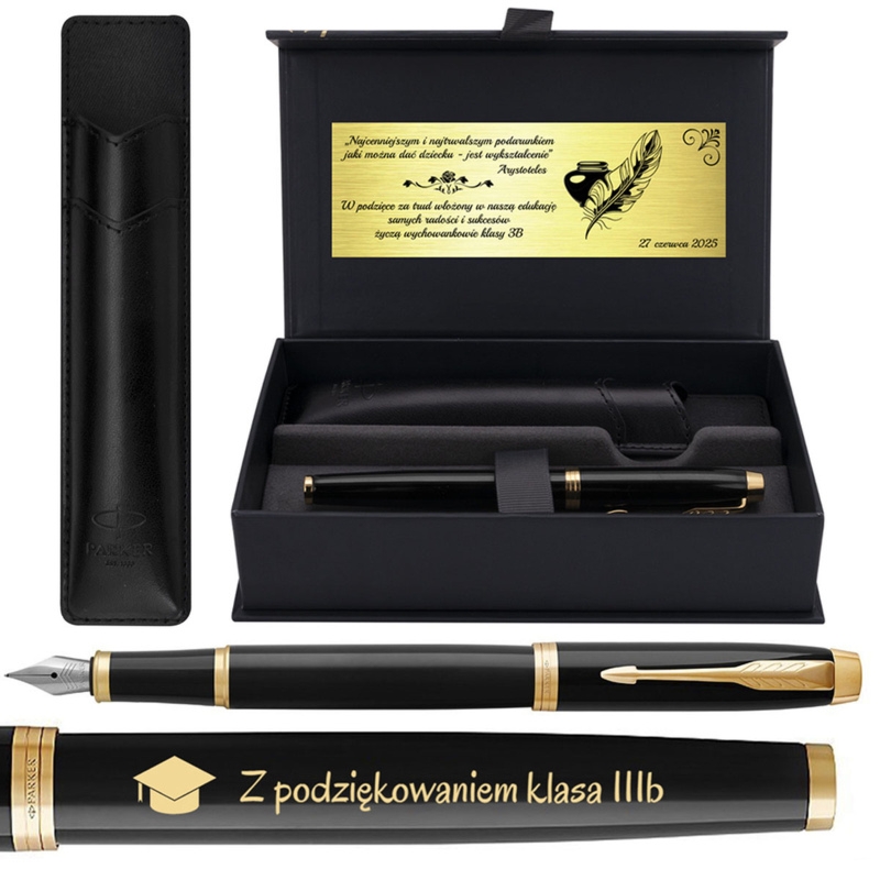 Pióro wieczne Parker I.M. GT czarne w etui ochronnym z grawerem