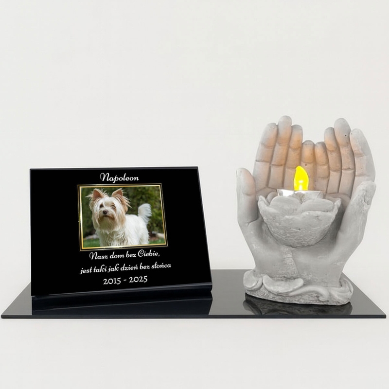 Tabliczka pamiątkowa nagrobna dla pupila z LED i nadrukiem UV