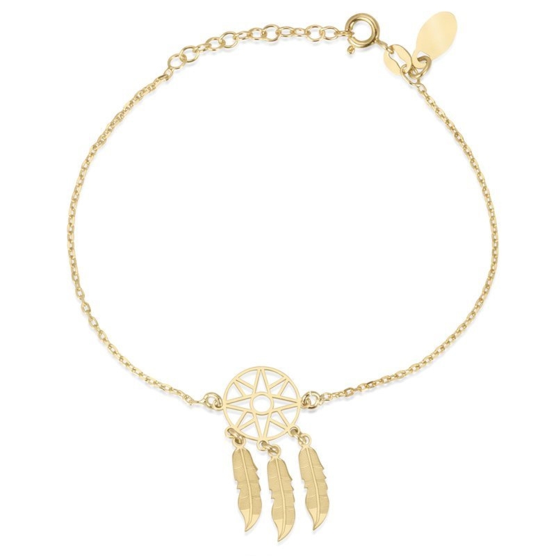 Na Walentynki pozłacana bransoletka 925 Łapacz Snów ankier regulowana