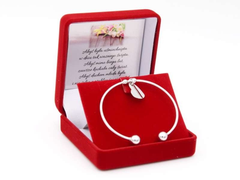 Bransoletka srebrna 925 serduszko z grawerem na Walentynki