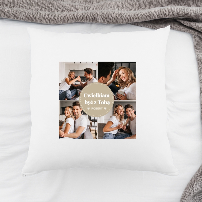Dzień Chłopaka: Bawełniana poduszka z kolażem zdjęć i imieniem