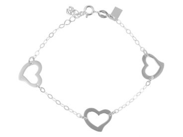 Na walentynki bransoletka srebrna pr.925 serca i blaszka