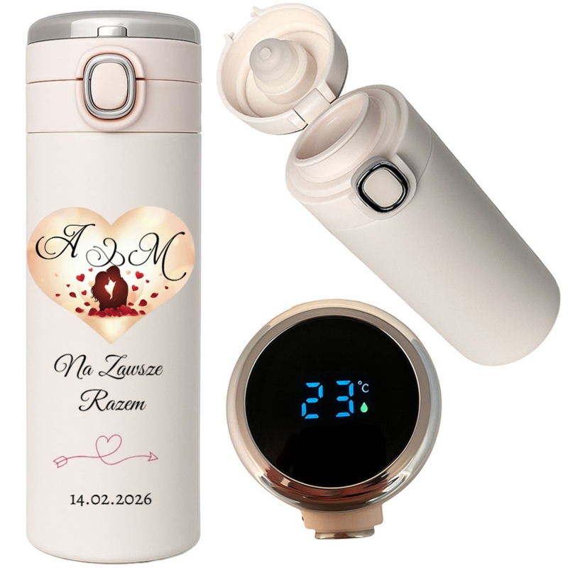 Walentynkowy kubek termiczny LED z personalizacją UV dla par