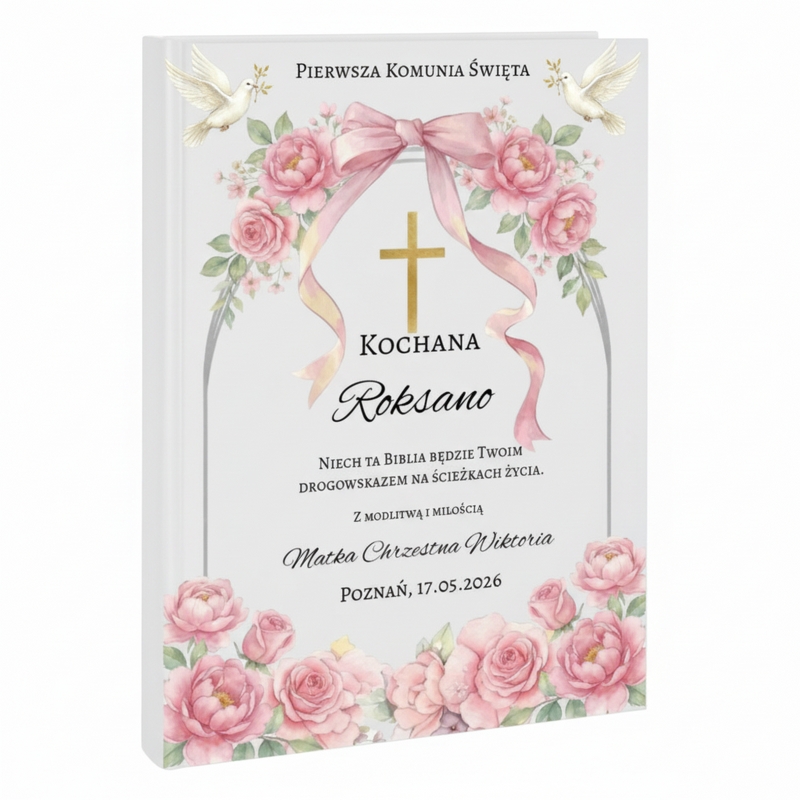 Biblia na Pierwszą Komunię z personalizacją dla dziewczynki