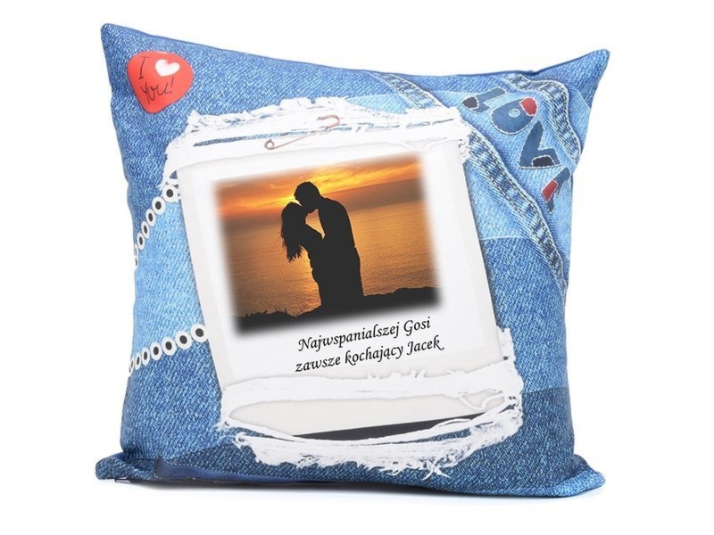 Urodzinowa foto poduszka jasiek z własnym nadrukiem na poszewce