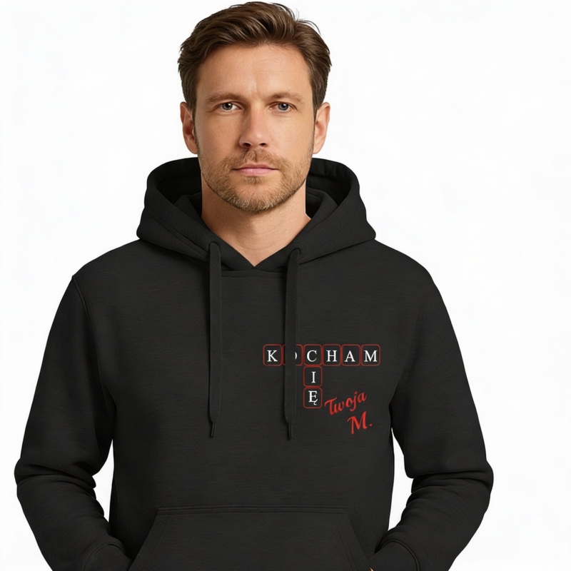 Bluza walentynkowa z nadrukiem „Kocham Cię – Twoja M.”