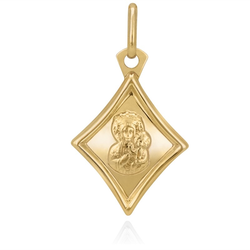 Image of Medalik w kształcie rombu z wizerunkiem Matki Boskiej złoto pr. 585 Grawer