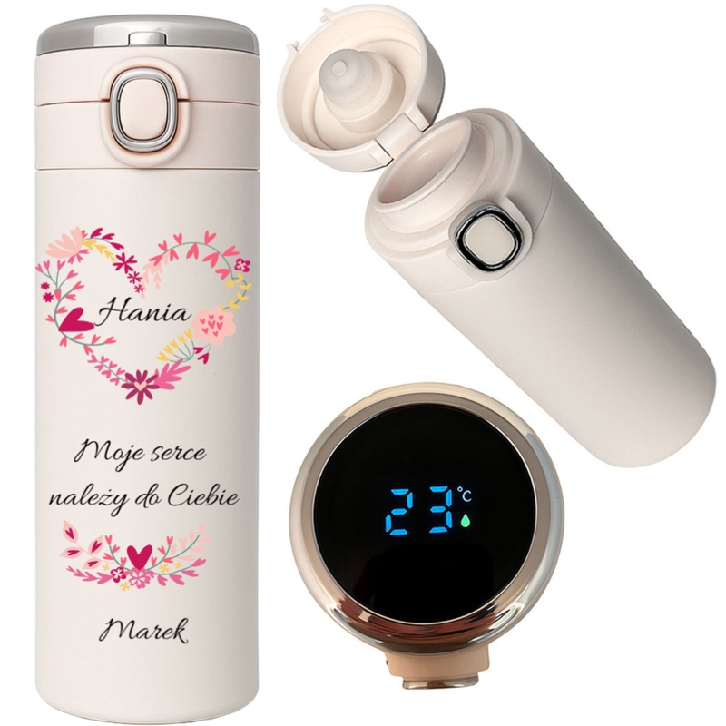 Walentynkowy kubek termiczny LED z wyświetlaczem i personalizacją UV