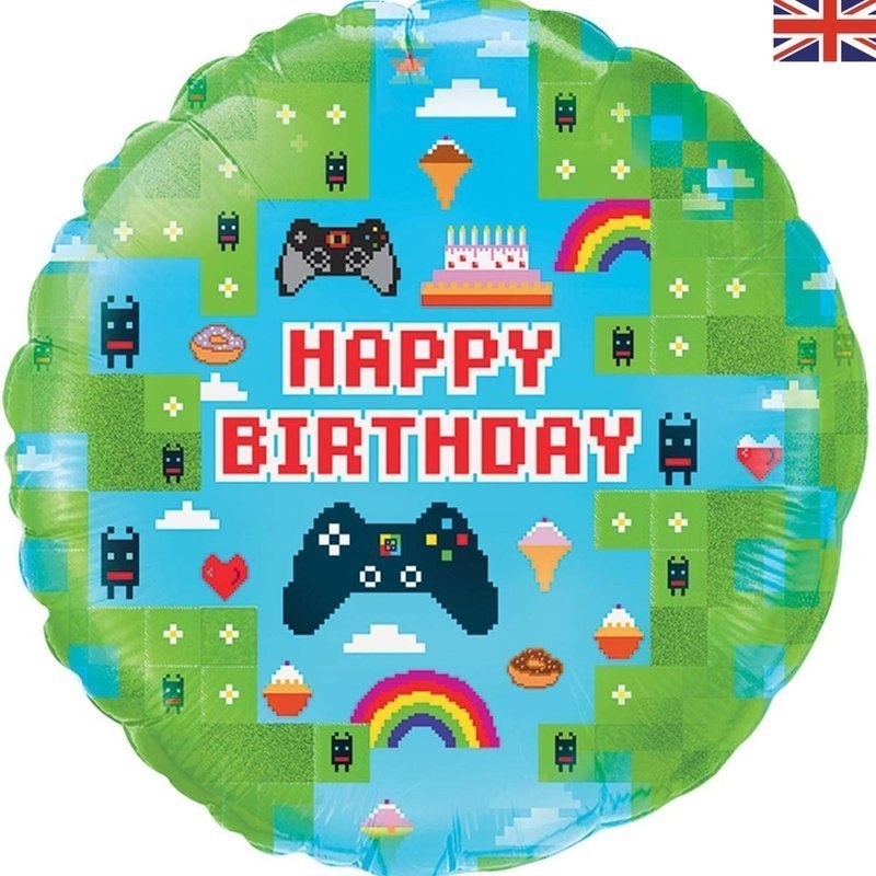 Image of Balon Foliowy Happy Birthday Game Blox 45,7 cm