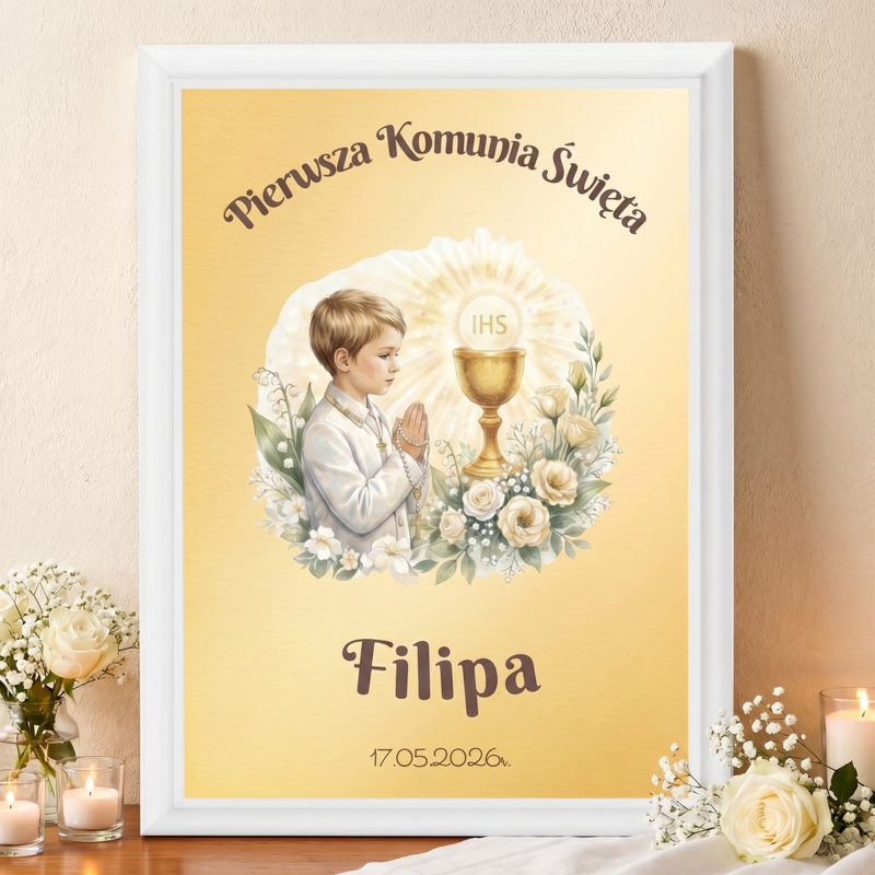 Podziękowanie dla Chrzestnych – Komunia Święta (Personalizowane ze zdjęciem)