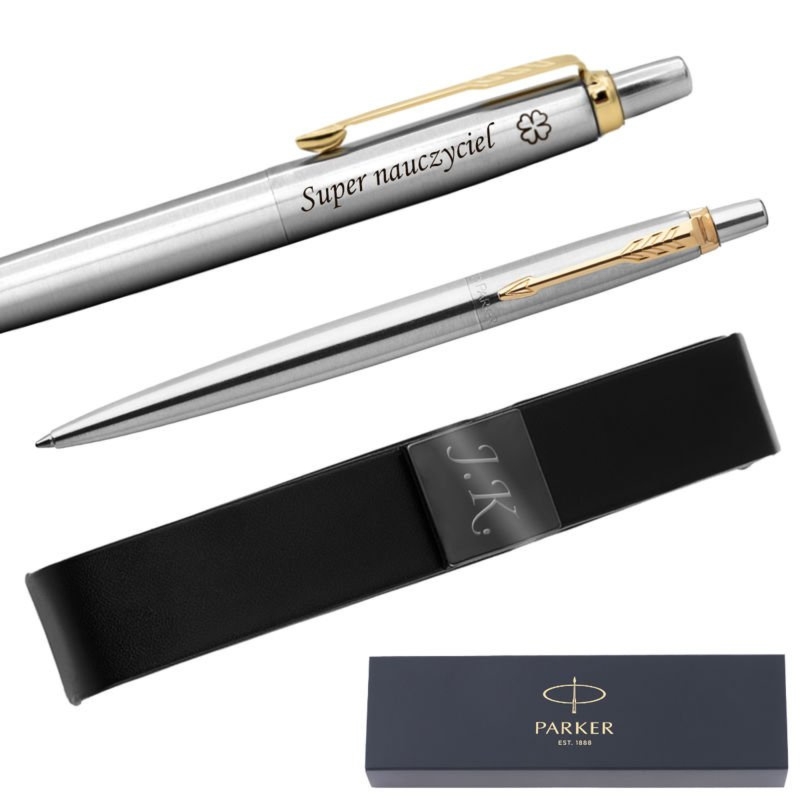 Długopis Parker Jotter stalowy GT z grawerem i etui w pudełku