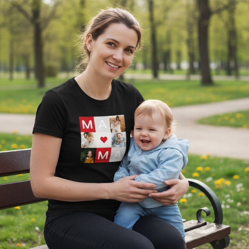 Koszulka CZARNA damska premium z własną personalizacją – idealna na Dzień Mamy