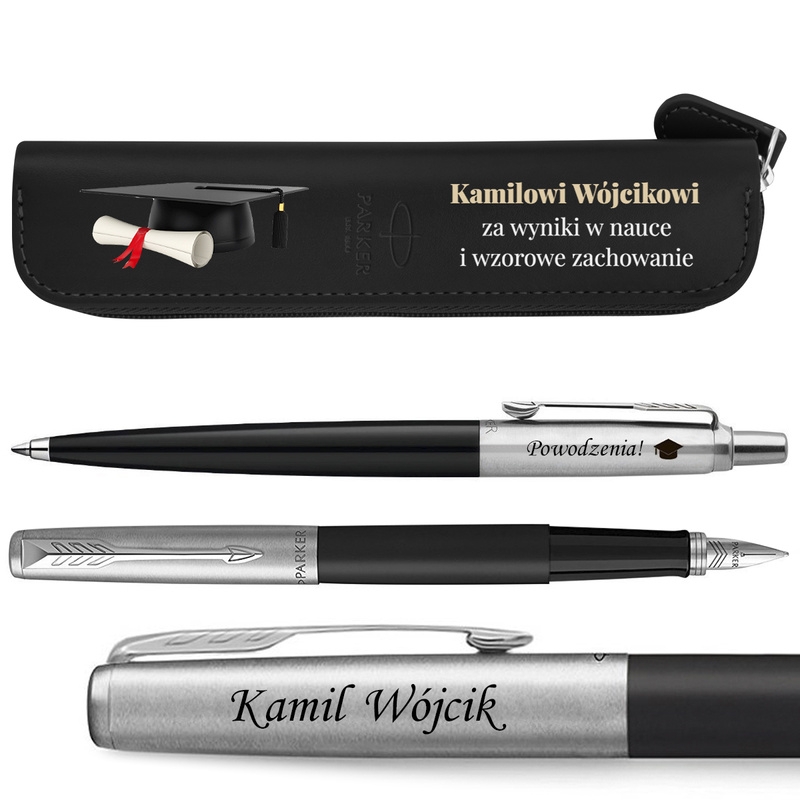 Image of Zestaw Parker Jotter Czarny CT z Grawerem + etui – prezent dla ucznia