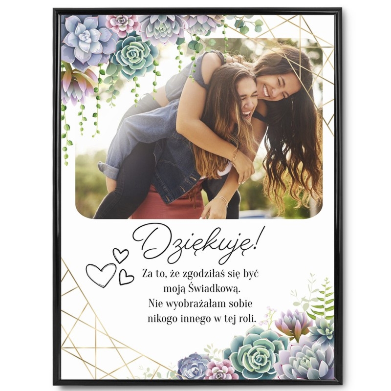 Ślubne podziękowanie dla świadkowej – plakat ze zdjęciem