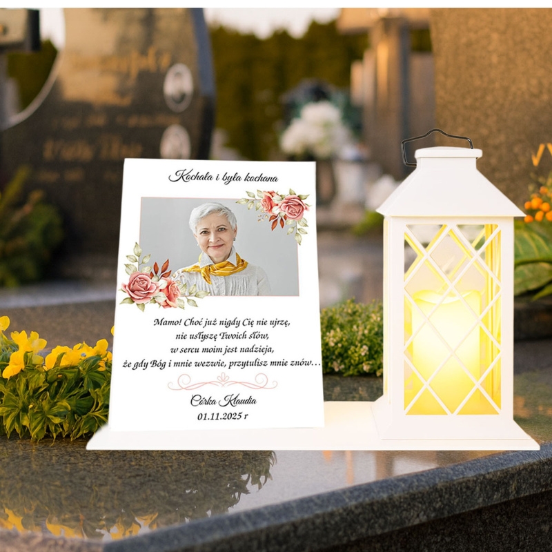 Zestaw dla Mamy – lampion solarny LED i tabliczka z personalizacją