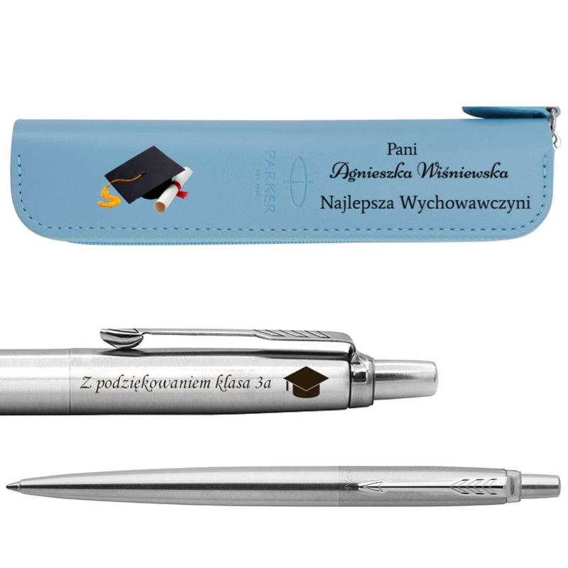 Prezent dla nauczyciela Parker Jotter CT stalowy z grawerem i etui UV
