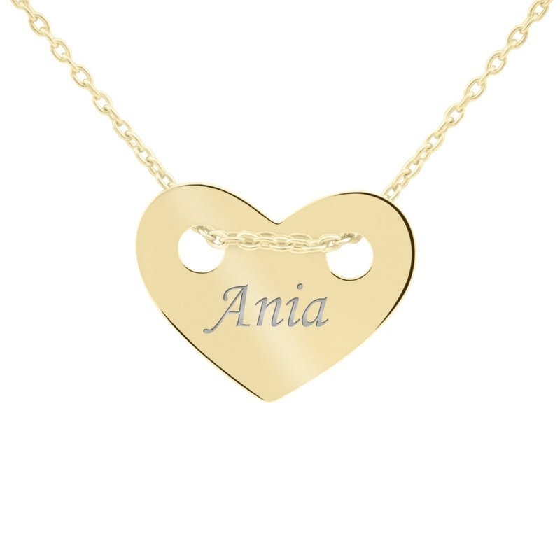 Pozłacany naszyjnik serce pr.925 z grawerem na chrzest i komunię