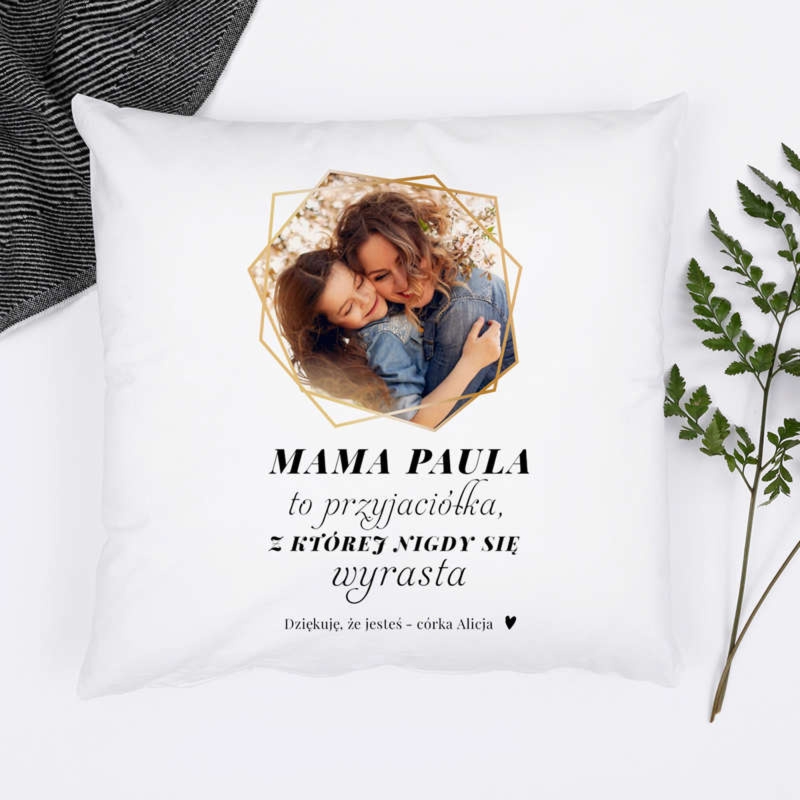 Poduszka na Dzień Matki z nadrukiem imienia i zdjęcia satyna