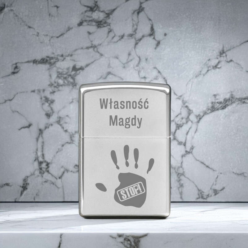 Zapalniczka Zippo 205 SATIN CHROME z grawerem i akcesoriami