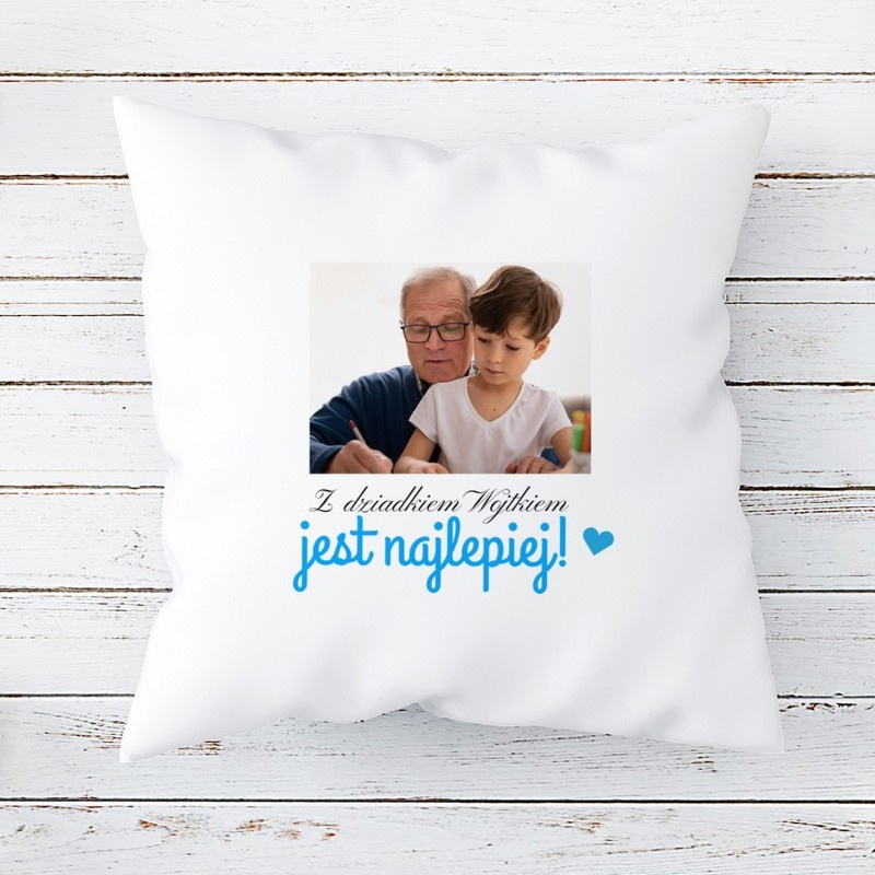 Dzień Dziadka Poduszka Najlepszy Dziadek z dedykacją i zdjęciem