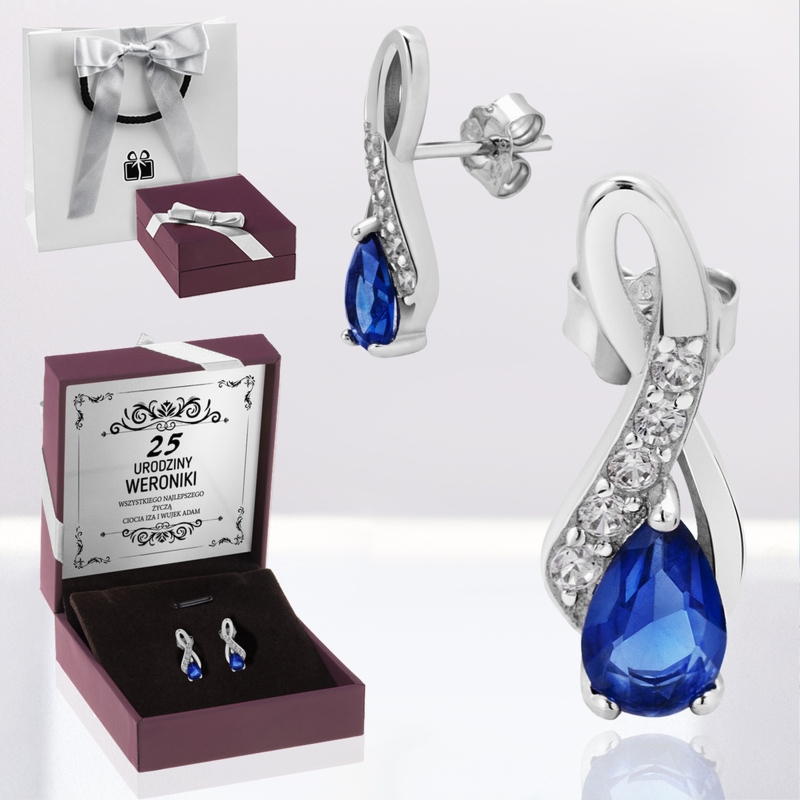 Na Walentynki kolczyki nieskończoność srebro 925 z dedykacją