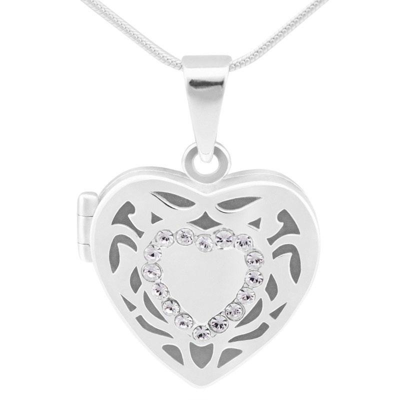Na Dzień Matki srebrny sekretnik serce z cyrkonią pr.925