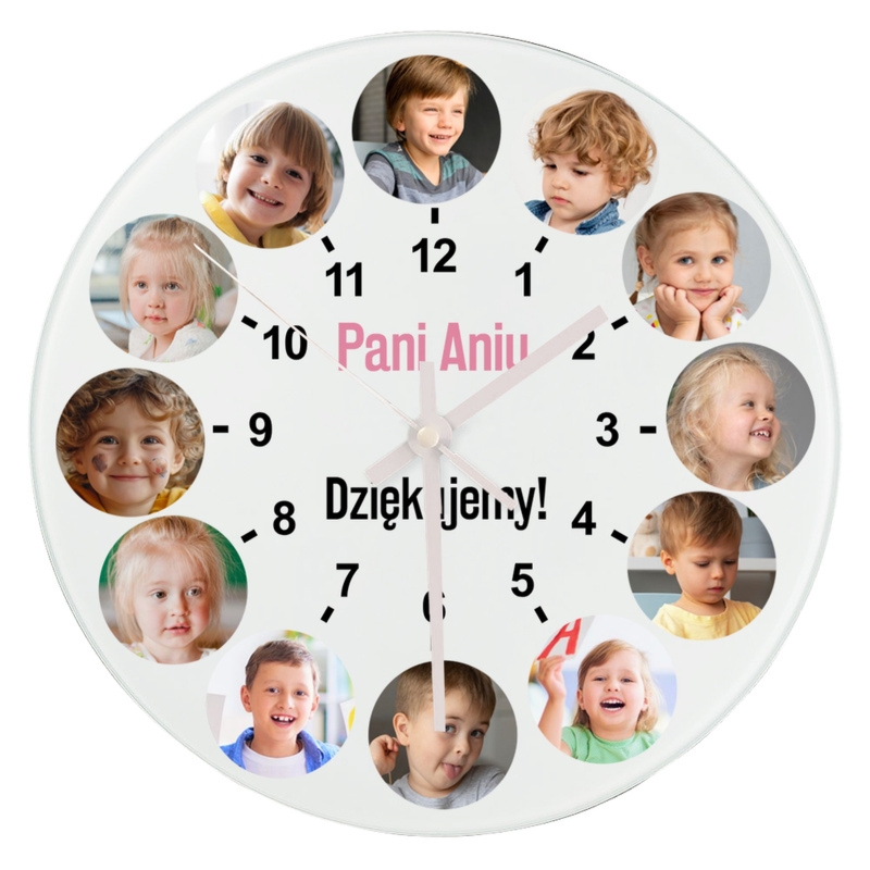 Dzień Nauczyciela: szklany zegar ścienny z personalizacją tarczy