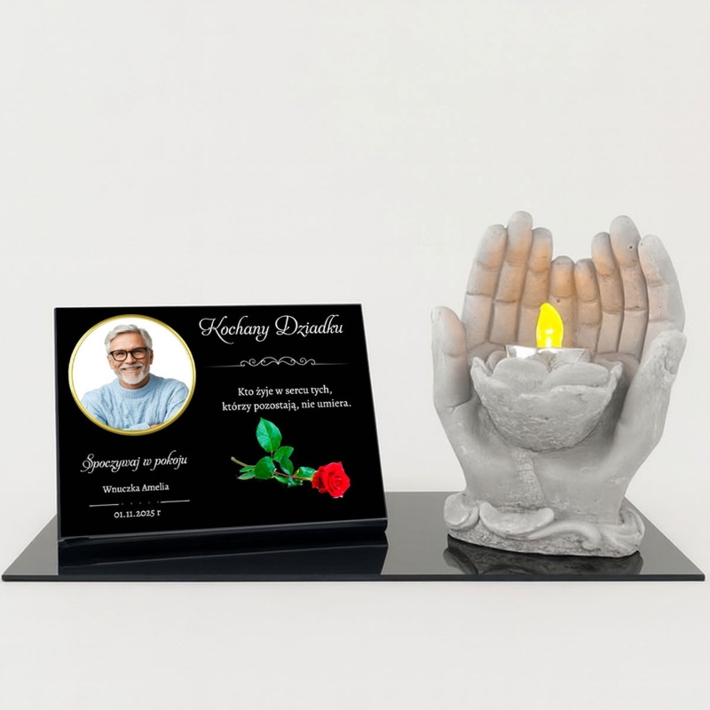 Personalizowana tabliczka nagrobna z nadrukiem UV i LED