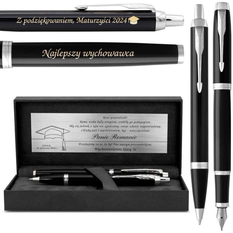 Zestaw Parker IM Black CT: pióro wieczne i długopis w etui