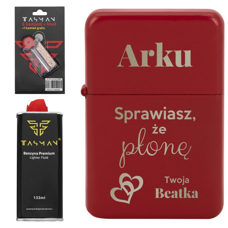 Zestaw na Walentynki: zapalniczka benzynowa Tasman z grawerem