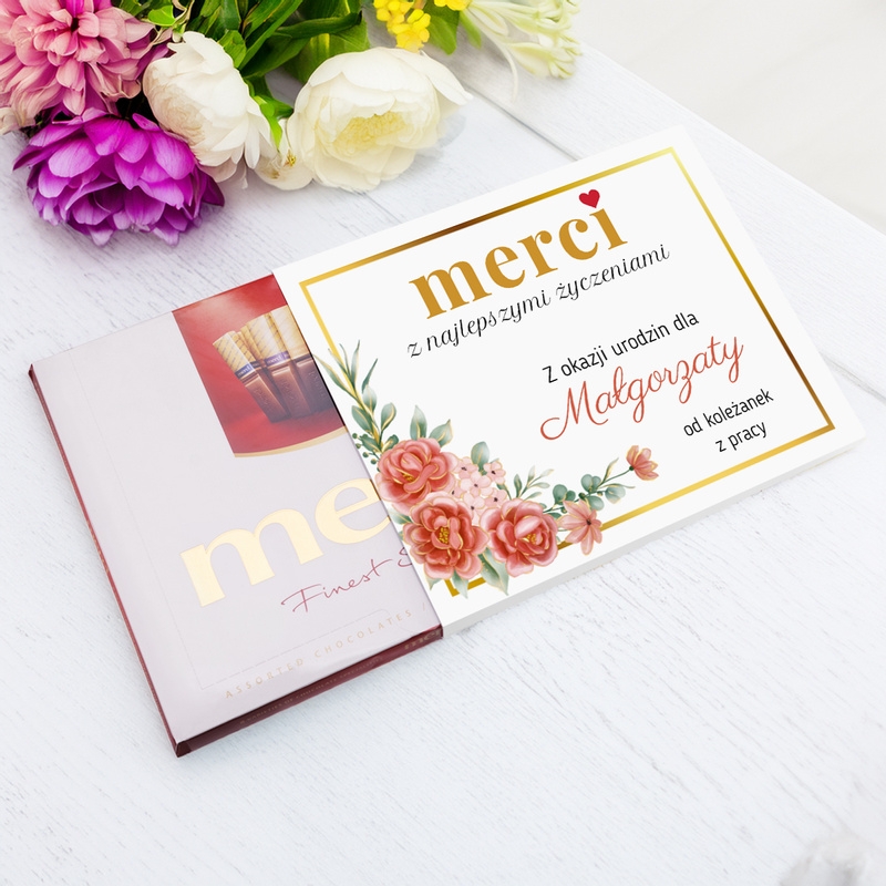 Image of Merci z personalizowaną obwolutą – wyjątkowy prezent na urodziny
