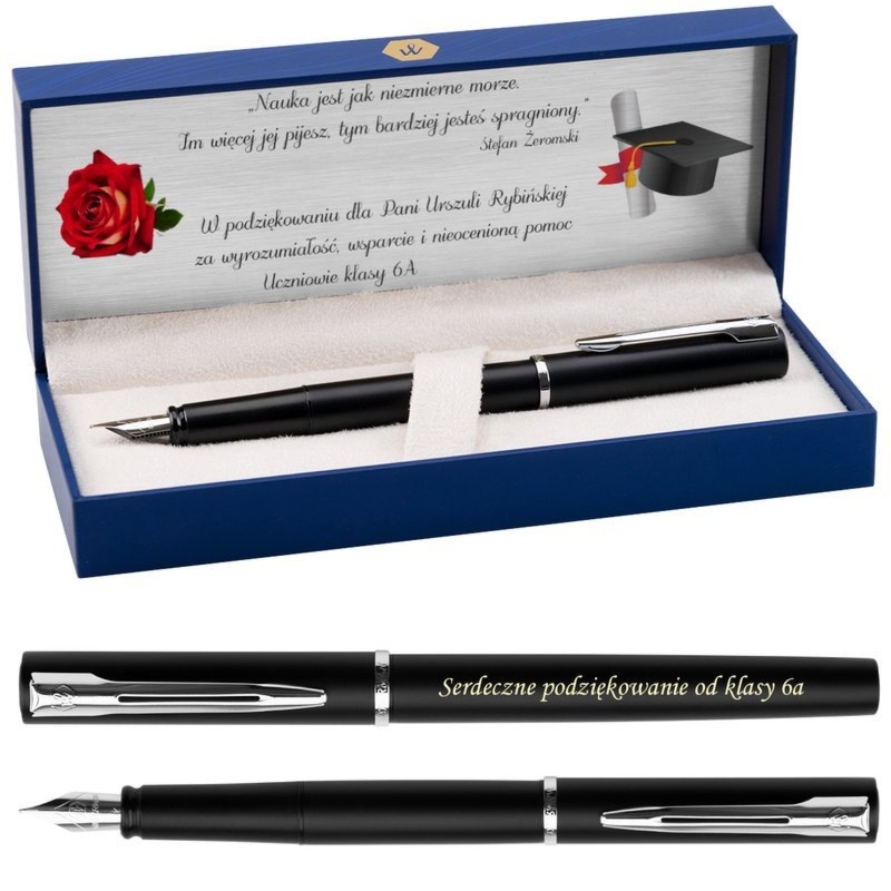 Pióro wieczne Waterman Allure Czarny Mat CT z grawerem i tabliczką