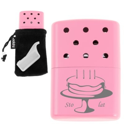Damski różowy kieszonkowy ogrzewacz benzynowy ZIPPO z grawerem